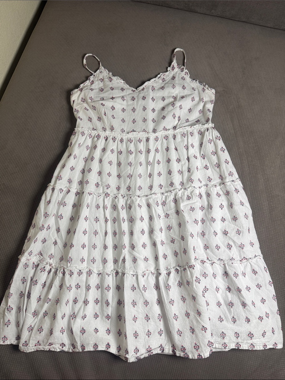 Style Envy White Mini Dress Red and Blue Embroidery